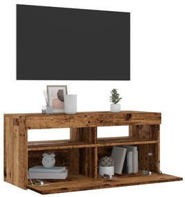 Mobile Porta Tv Con Led Legno Antico 90x35x40 Cm Multistrato /