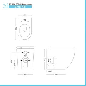 Sanitari Filomuro in ceramica grigia opaca con copriwc e scarico a tornado Tokyo