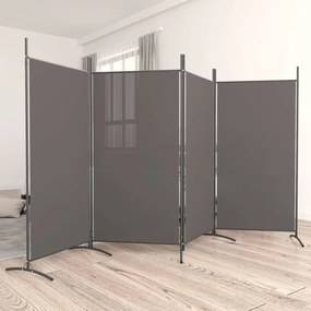 Divisorio A 4 Pannelli Antracite 346x180 Cm Tessuto /