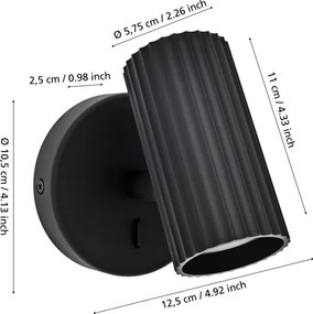 Eglo 902031 - Faretto da parete orientabile PORTILLO 1xGU10/5W/230V, nero