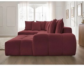 Divano angolare burgundy allungabile e con contenitore (penisola a sinistra/a U) con rivestimento in ciniglia Everest – Bobochic Paris