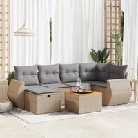 Set Divani da Giardino 7 pz con Cuscini Beige in Polyrattan 3325846