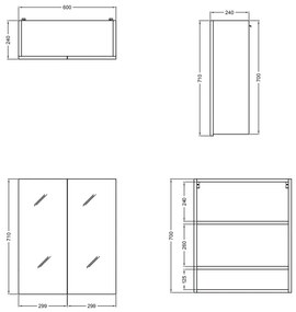 Colavene specchio contenitore 60x24 H.70 doppia anta con ripiani interni bianco