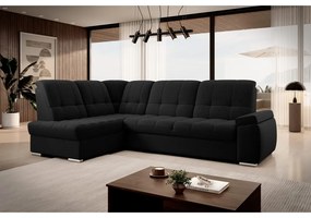 Divano angolare nero allungabile/con contenitore (con penisola a sinistra/a L) Sado – ELTAP