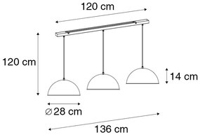 Lampada a sospensione industriale nera con oro 3 luci - Magnax