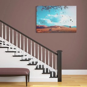 Quadro su tela – Foglie cadenti nella terra d'autunno