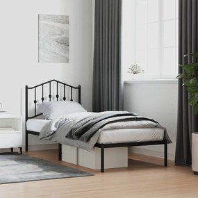 Giroletto Con Testiera İn Metallo Nero 90x200 Cm /