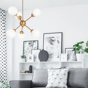 Lampadario a sospensione con supporto rigido RUBBY BALL 6xG9/5W/230V oro