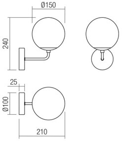 Redo 01-3147 - Applique BOWLING 1xE27/42W/230V oro