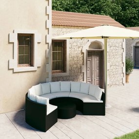 Set Divani da Giardino 7 pz con Cuscini in Polyrattan Nero