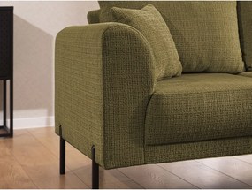 Divano angolare verde (con penisola a destra/a L) con rivestimento in ciniglia Mauris – Ropez