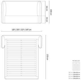 Letto matrimoniale imbottito beige con contenitore con rete inclusa 180x200 cm Miley – Micadoni