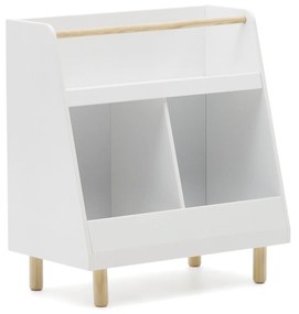 Kave Home - Libreria Serwa in MDF bianco con gambe e tavoletta in legno massiccio di pino