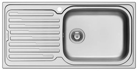 Lavello integrato 1 vasca con gocciolatoio a sinistra PYRAMIS Amaltia Plus inox L 50 x L 100 cm argento