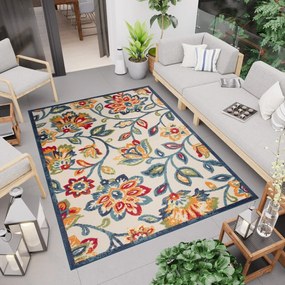 Tappeto patio color crema con fiori colorati Larghezza: 120 cm | Lunghezza: 170 cm