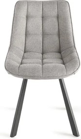 Sedia da cucina in tessuto Grigio Chiaro gambe metallo FRIEDIC set 2 pz