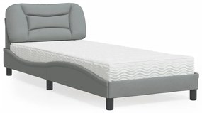 Letto Con Materasso Grigio Chiaro 90x190 Cm İn Tessuto /