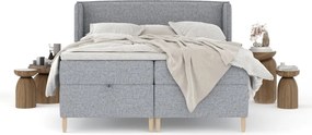 Letto boxspring grigio con spazio contenitivo 200x200 cm Monpelli - Maison de Rêve