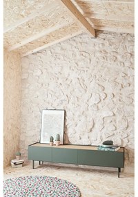 Tavolo TV in legno di rovere di colore verde-naturale 180x45 cm Arista - Teulat