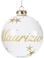 Pallina di Natale con nome Maurizio 10 cm, in vetro