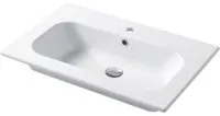 Lavabo a consolle in ceramica bianca lucida serie Qubo Square 46 Disegno-Ceramica 71cm