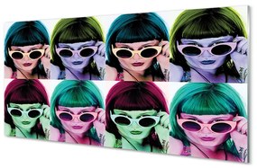 Quadro in vetro Occhiali per capelli colorati da donna 100x50 cm