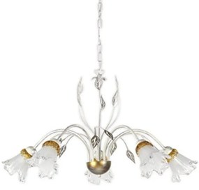 Lampadario Neoclassico Lampadario Neoclassico Lancia 5x E14 bianco paralume bianco 5x E14