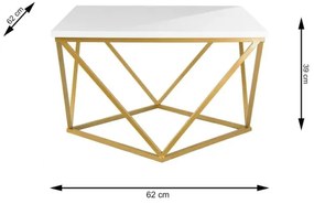 Tavolino CURVO 62x62 cm oro/bianco