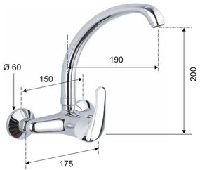 Aqualine - Miscelatore per lavello KASIOPEA 20 cm cromo lucido