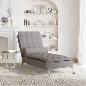 Chaise longue massaggi con capezzale tortora in tessuto