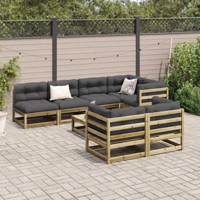 Set divani da giardino 8 pz in legno impregnato di pino