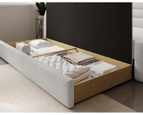 Divano color crema allungabile/con contenitore con penisola a sinistra e rivestimento in bouclé 223 cm Fabillo – ELTAP