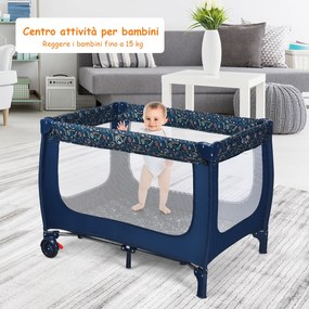 Costway Box portatile per bambini con design pieghevole e 2 ruote, Centro attività resistente e durevole 125x65x76cm Blu