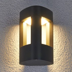 Lucande Pirron Applique da esterno a LED, triangolare, alluminio, nero