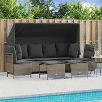 Set Divano da Giardino 5pz con Cuscini Grigio Chiaro Polyrattan 3261556