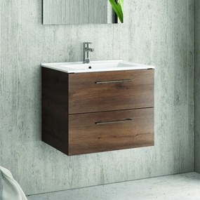 Kamalu - mobiletto bagno 60 cm lavabo incasso e due cassetti nel-60