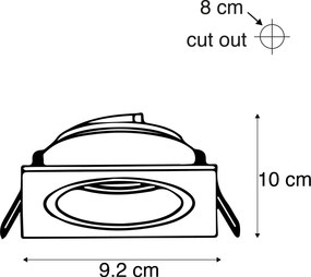 Faretto da incasso smart bianco quadrato con WiFi GU10 - Chuck
