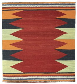 Kilim Tappeto 90 x 80 Rosso (Iran) Tessuto A Mano