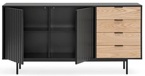 Cassettiera bassa nera-colore naturale effetto rovere 159x80 cm Sierra – Teulat