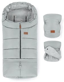 PETITE&MARS - SET Sacco termico 3 in 1 JIBOT + scaldamani per passeggino, grigio chiaro