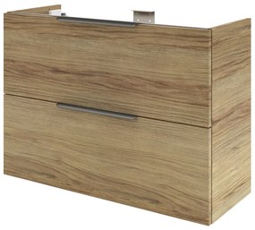 Mobile da bagno sospeso sotto lavabo L 90 x H 75 x P 35 cm rovere miele, 3 cassetti Apertura push-pull SENSEA Neo, Maniglie acquistabili separatamente