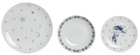 Set di Stoviglie DKD Home Decor Azzurro Bianco Porcellana 18 Pezzi 27 x 27 x 3 cm