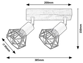 Rabalux 3138 - Faretto ZEUS 2xE14/40W/230V rovere