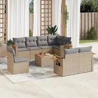 Set Divano da Giardino 9 pz con Cuscini Beige in Polyrattan 3259413