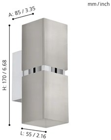 Eglo 96264 - Applique a LED PASSA 2xGU10/3.3W/230V squadrato