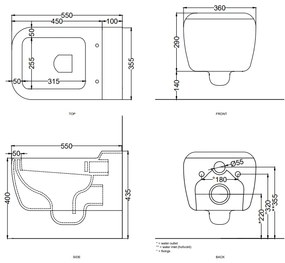 Cielo Shui Big vaso sospeso senza sedile completo di fissaggio in ceramica talco