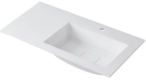 Lavabo a incasso rettangolare vasca a destra L 90.5 x H 15 x P 46 cm in resina bianco opaco