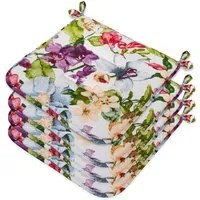 Set 4 Cuscini Sedia Cucina Cotone Lavabili Universali Coprisedia Morbidi Fiori Farfalla Viola