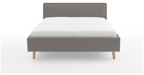 Letto matrimoniale imbottito grigio chiaro con contenitore con rete inclusa 160x200 cm Frieda – Meise Möbel