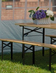 Tavolo Birreria da Giardino 220x80x78 cm in Ferro Piano in Legno...